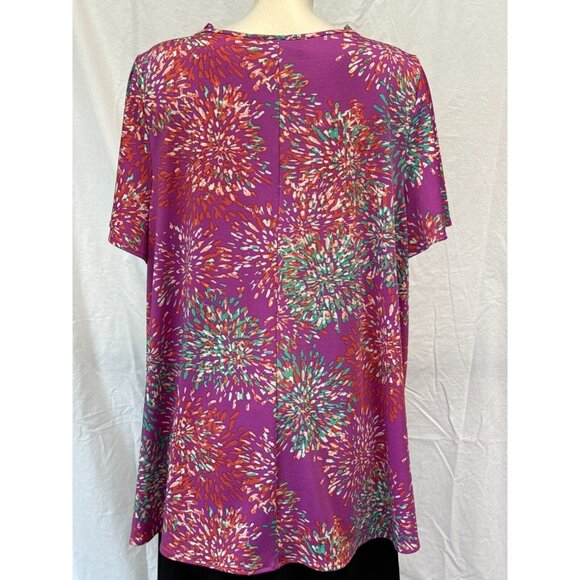 Lane Bryant Womens Fuchsia Pink Colorful Printed Tie Front Blouse Size 18/20 NWT - Picture 2 of 11